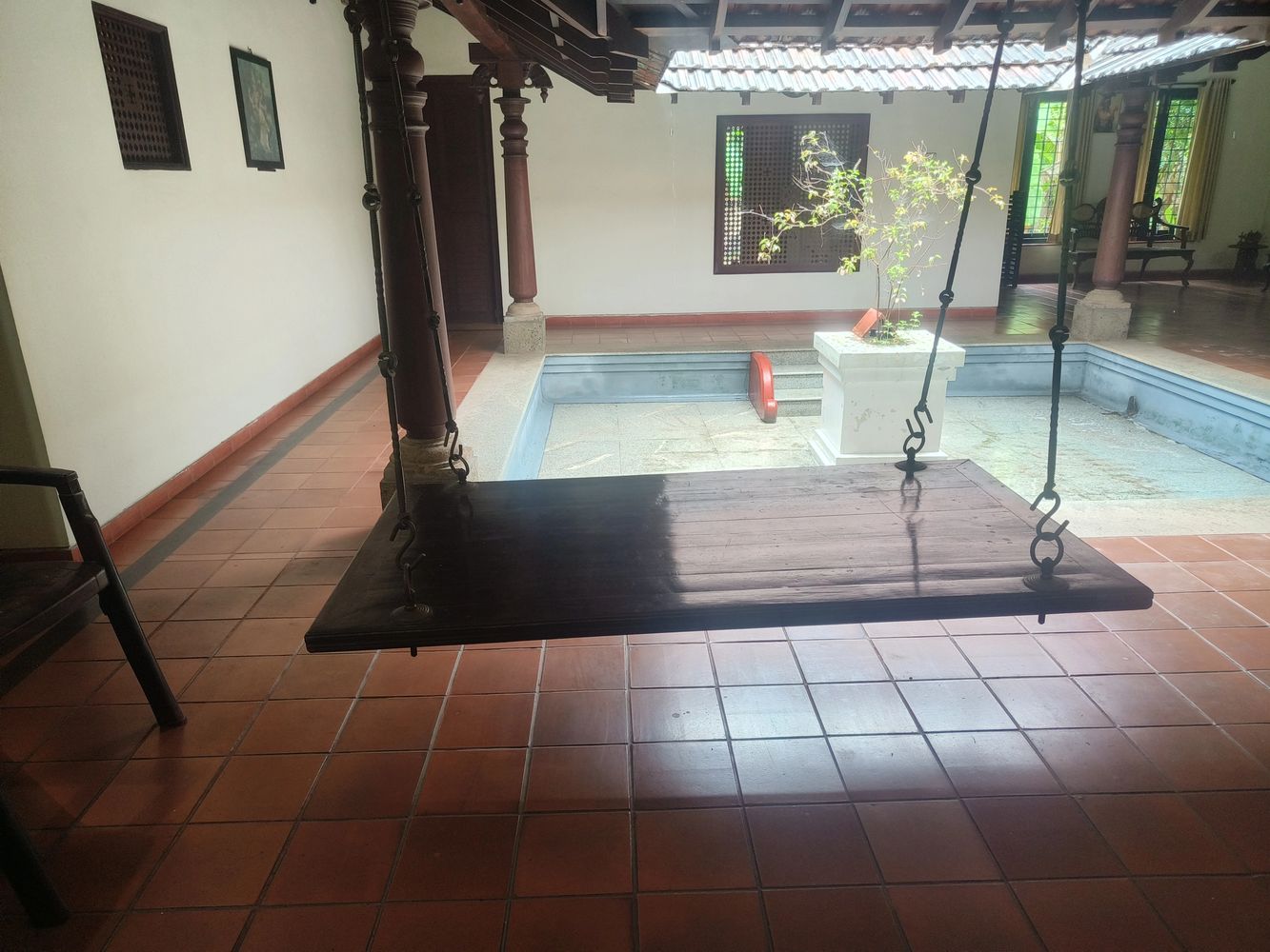 This Aatukattil ( Swing bed) is more than 100 years old and recreated by us when we built Utthara.