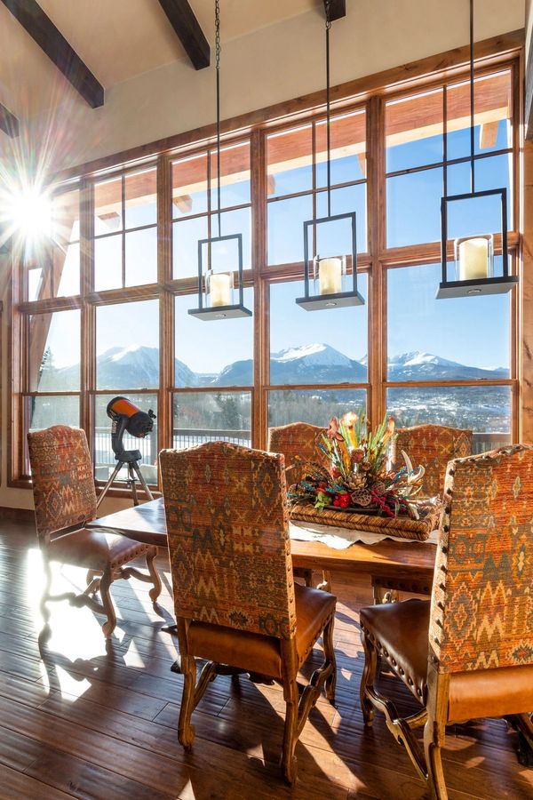 Custom mountain home designed by an architect in colorado in summit county. Custom dining room.