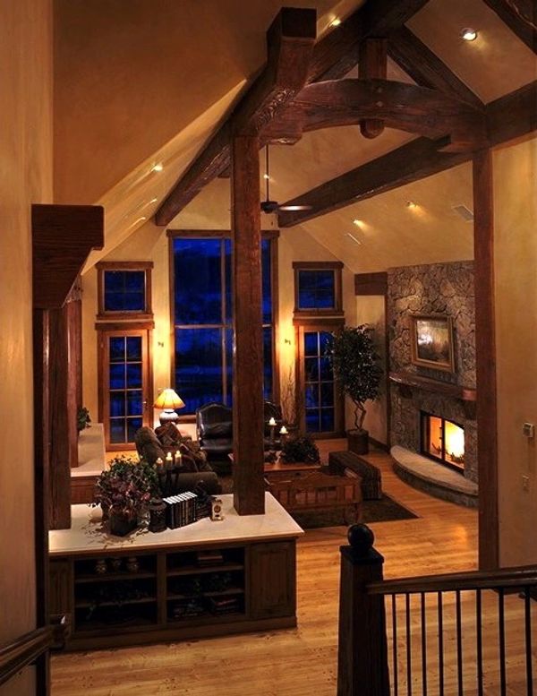 A custom mountain home designed by an aspen architect. Retreat to winters in this cozy living room.