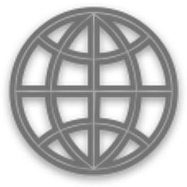Gray globe icon with latitude and longitude lines.
