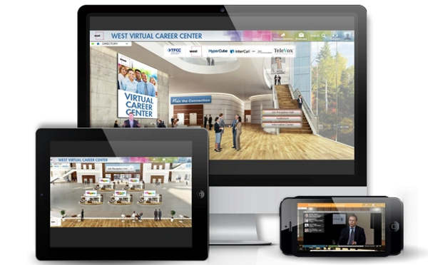 Virtual corporate events displayed on computer, tablet and smartphone. Self-Mastery Inc.