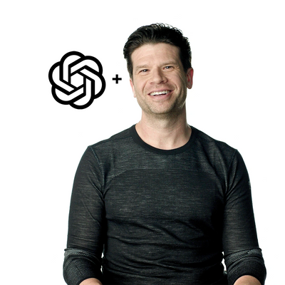 A Picture of a man with a chatGPT logo and plus symbol next to him