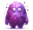 A purple monster looking straight ahead with a frown