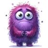 A sad looking purple monster