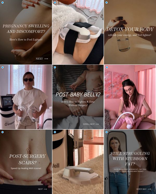 Instagram Feed for postpartum and body sculpting services