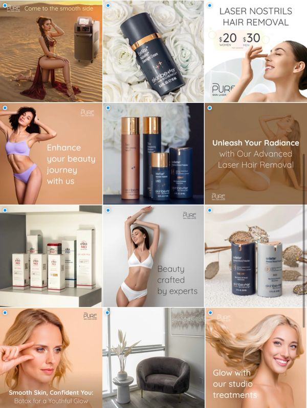 Feed for beauty medspa – laser hair removal, skincare products, and aesthetic treatments.