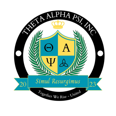 Logo of Theta Alpha Psi, Inc. with a shield and laurel design.