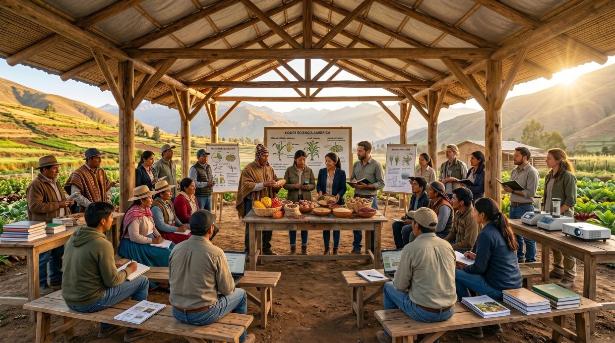 Community meeting on sustainable agriculture in a rural setting.