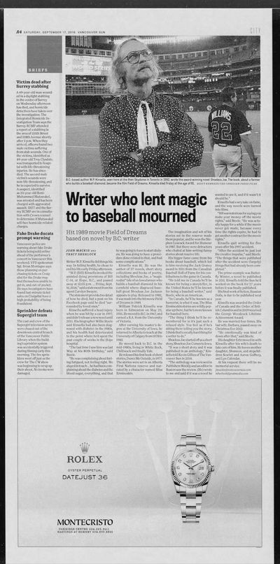 W.P. Kinsella obituary