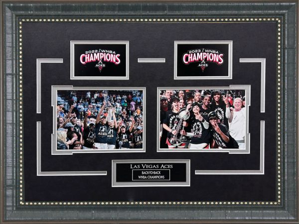 Las Vegas Aces WNBA back-to-back champions display.