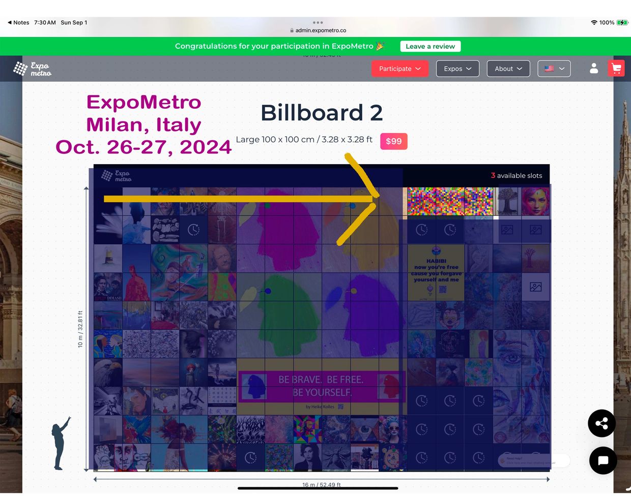 "Harmony of the Spheres(TM) - Variation #1"
 at the top of Billboard 2 in Milan, IT Oct 26-27