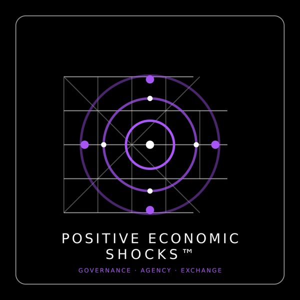 Logo for Positive Economic Shocks with circular design and dots.