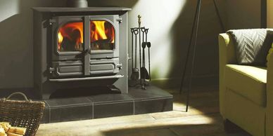 Cosy room with a wood burning stove