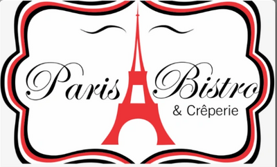 Logo of Paris Bistro & Crêperie featuring Eiffel Tower design.