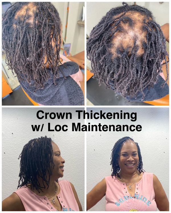 Before & After Crown Thickening on Human Hair Loc Extensions