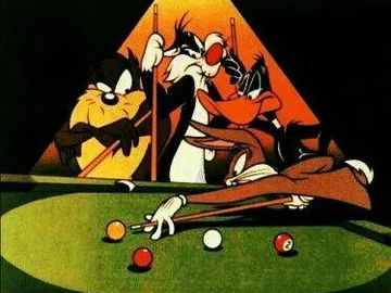 cartoon characters playing pool
