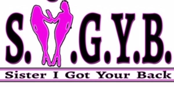 Logo saying S.G.Y.B. with two pink female silhouettes and text below.