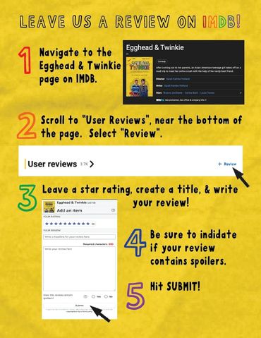 Instructions on how to write Egghead & Twinkie a movie review on IMDb.