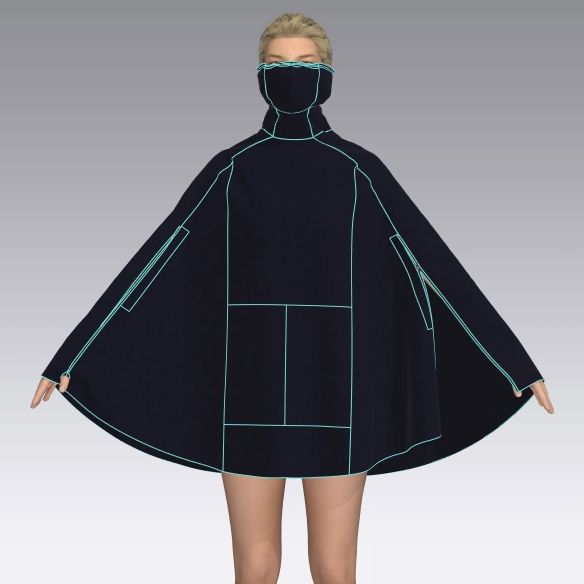 3D avatar wears a cape concept with adaptable design features