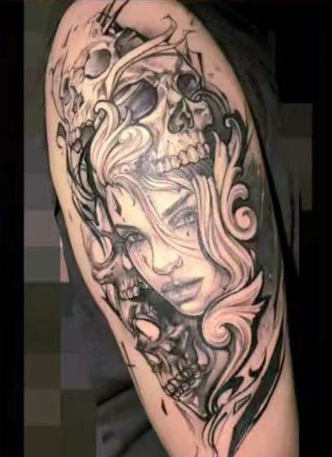 Dark style portrait tattoo by Amber Tattoos Ajax ON