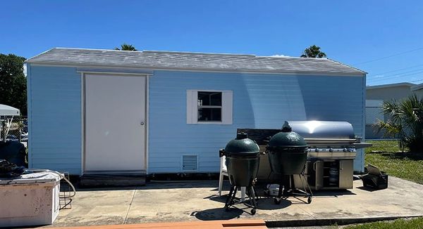 Blue shed painted by Myers Cape Coral painting.