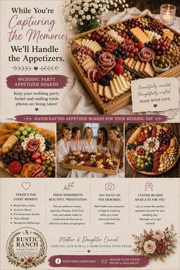 Handcrafted wedding appetizer boards to complement your memorable moments.