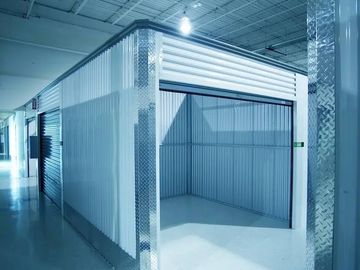 Empty storage unit inside a warehouse.