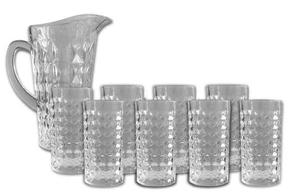 Jarra de vidrio con set de vasos
