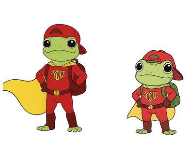 Two kid toads Cartoon In Superhero Costume