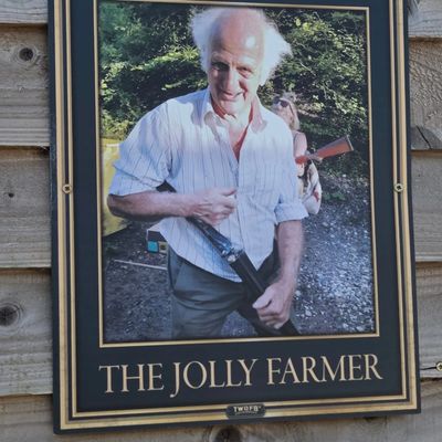 Bill, the original Jolly Farmer, at Sunny Hill Campsite in Wincanton Somerset