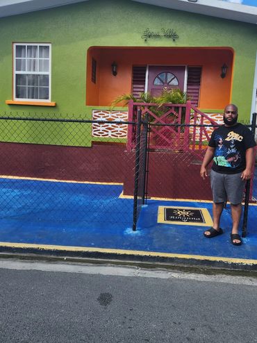 Brick outside of Rihanna's childhood home on Rihanna Drive in Bridgetown, Barbados.