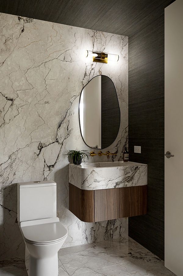 Luxury Modern Powder Room with Neolith sintered stone surface in Puerto Rico