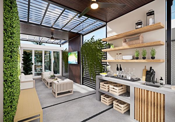 Outdoor Terrace with built-in BBQ and Jacuzzi area