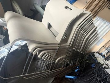 Plastic Chairs with metal legs Grey in color 19 on hand $ 40.00/each