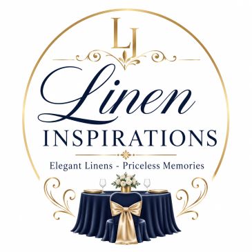 Elegant logo for Linen Inspirations with table and bow.