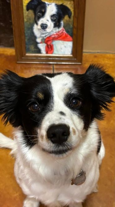 Lola with her painting - 8"x10" original - 2025