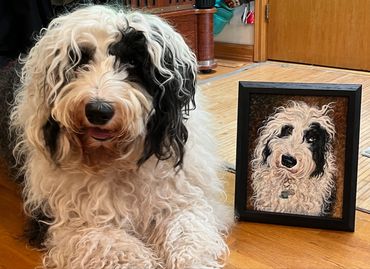“Teddy” with his 8"x10" painting - gifted May 26, 2025