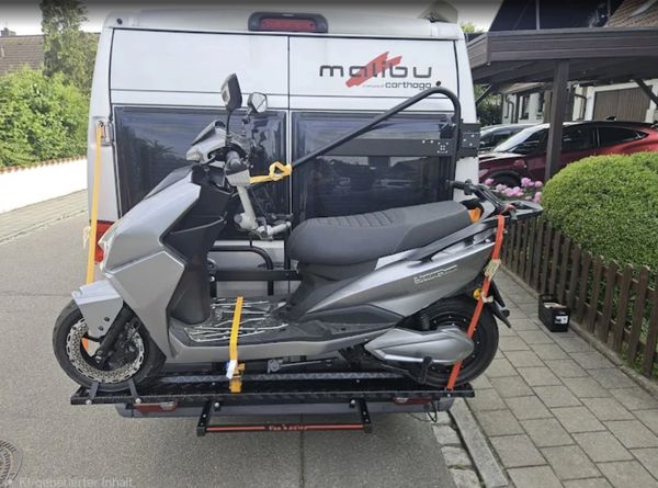 Rail & Ramp 1,8m version for extra large scooter carriers. Fitted on Van'n Bike All in one.