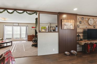 View from front door toward den of a home for sale near Fay, Oklahoma