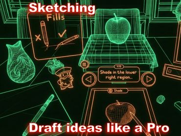 Learn sketching basics with help of VR and AI.
Become a sketching pro.
Illustrate ideas on napkin.
