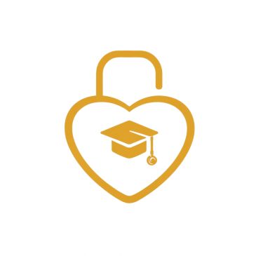 Heart-shaped lock with a graduation cap inside, symbolizing education security.