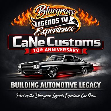 Logo for Bluegrass Legends IV Experience and CaNe Customs 10th Anniversary car event.