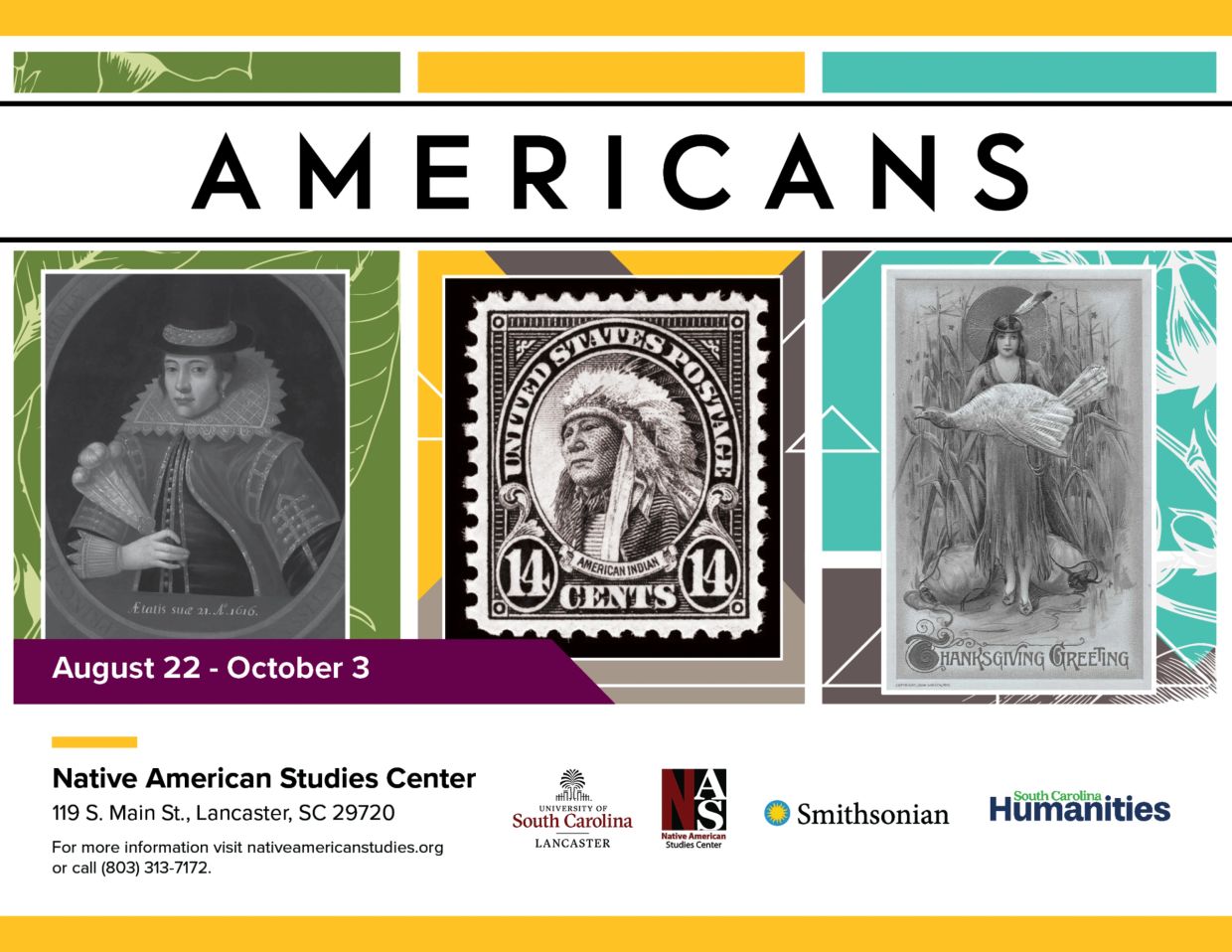 Event poster for "Americans" about Native American studies.