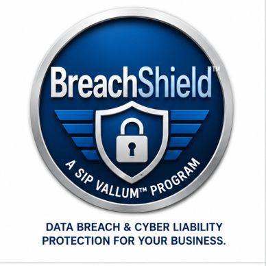 SIP BreachShield badge logo, data breach and cyber liability protection for Summerville, SC business