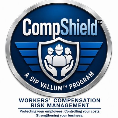 SIP CompShield badge logo, workers' compensation risk management program for Summerville, SC small b