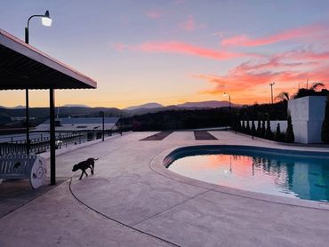 Beautiful sunset over our pool at Iboga Protocol, Iboga Treatment Center