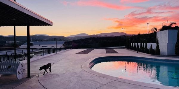 Sunset over Our Saltwater pool at Iboga Treatment Center