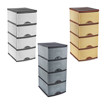 Rattan Patterned Nightstand & Vegetable Rack