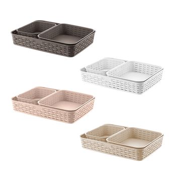 3-Piece Rattan Basket Organizer Set
