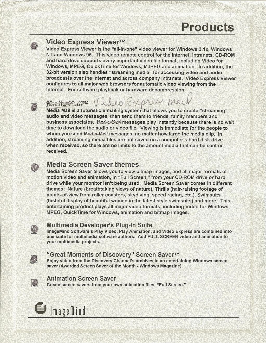 ImageMind Software's first company brochure